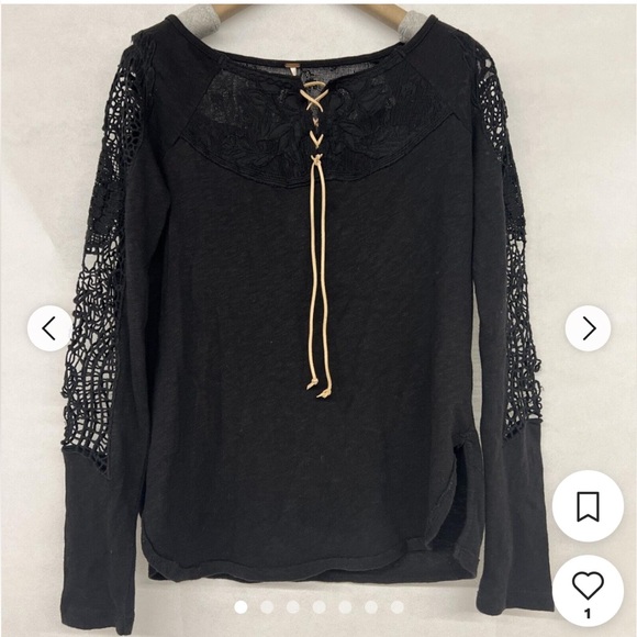 🌺 Free People Lace Black Top- Size M - Picture 8 of 8